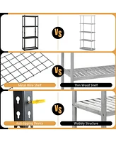 4 Pcs 4-Tier Metal Shelving Unit Heavy Duty Wire Storage Rack with Anti-slip Foot Pads