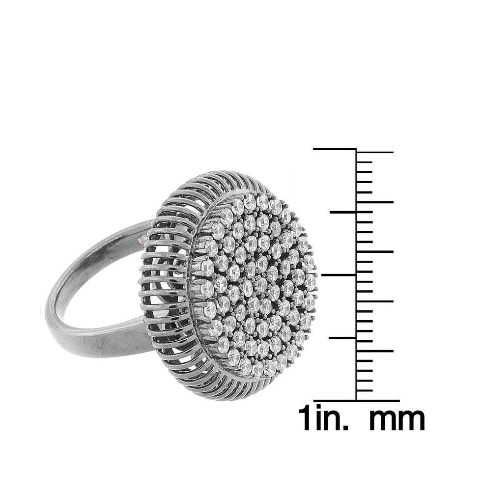 Suzy Levian Sterling Silver Cubic Zirconia Pave Circle Elevated Statement Ring