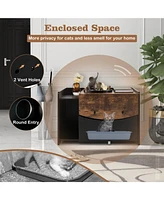 Slickblue Cat Litter Box Enclosure with Pull-out Drawer-Black