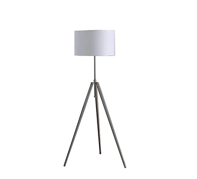 64" - 47" In Mid-Century Adjustable Tripod Chrome/Silver Metal Floor Lamp