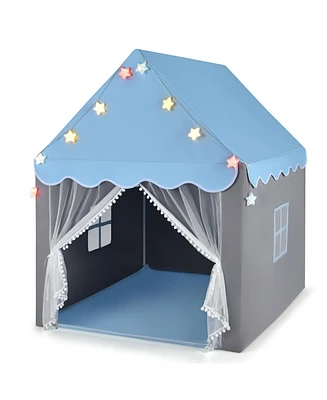 Kids Playhouse Tent Large Castle Fairy Gift w/Star Lights Mat