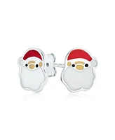 Bling Jewelry Set of 3 Small Holiday Winter Santa Claus Christmas Tree Snowman Stud Earrings