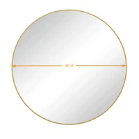 39" Gold Metal Framed Circular Wall Mirror