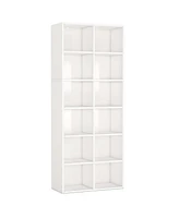 Tribesigns 71.65 Inch Tall Narrow Bookcase Bookshelf, White Modern Bookcase with 12 Cube Storage for Home Office, Vertical or Horizontal