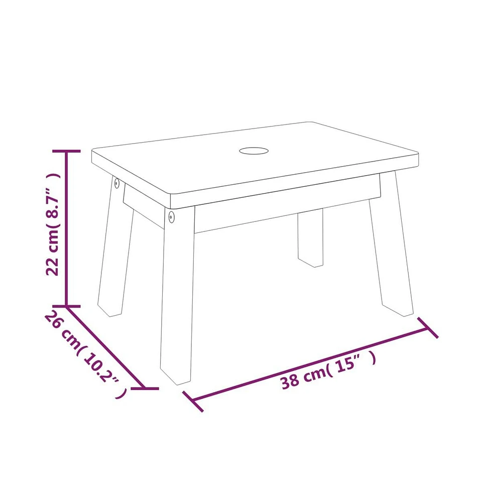 Step Stool 15"x10.2"x8.7" Solid Wood Acacia