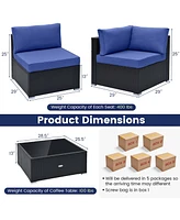10 Pcs Patio Rattan Furniture Set Outdoor Wicker Sofa Table Cushioned Seat