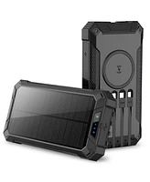 20,000mAh Power Bank- Convenient 4 Built-in Cables & Wireless Charging