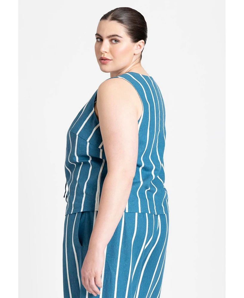 Eloquii Plus Linen-Blend Dainty Tie Vest Top