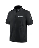 Nike Men's Black Las Vegas Raiders 2024 Sideline Coach Short Sleeve Half-Zip Hoodie Jacket