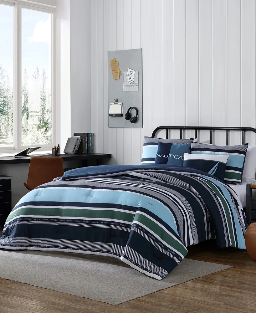 Closeout! Nautica Elliot Stripe 5 Piece Comforter Set, King