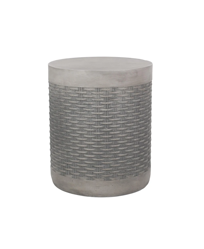 Modern Concrete Basket Weave Patio Side Table with No Assembly