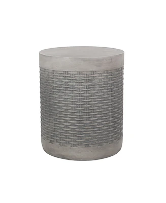 Modern Concrete Basket Weave Patio Side Table with No Assembly