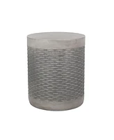 Modern Concrete Basket Weave Patio Side Table with No Assembly
