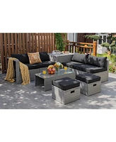 8PCS Patio Rattan Furniture Set Storage Waterproof Cover
