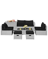 8PCS Patio Rattan Furniture Set Storage Waterproof Cover