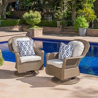 Premium Rattan Swivel Club Chair Set for Outdoor Relaxation and Views