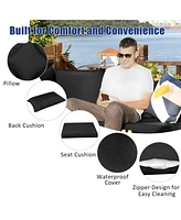 7PCS Patio Rattan Furniture Set Sectional Sofa Garden