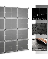 Portable Shoe Rack Organizer 12-Cube 48 Pair Shelf Storage Cabinet w/Hook