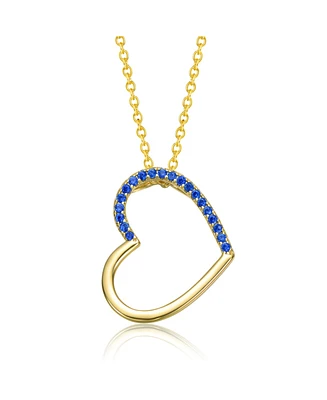 GiGiGirl Kids' 14k Gold Plated with Blue Cubic Zirconia Heart Pendant Necklace