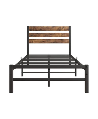 Rustic Wood Headboard Twin Bed Frame