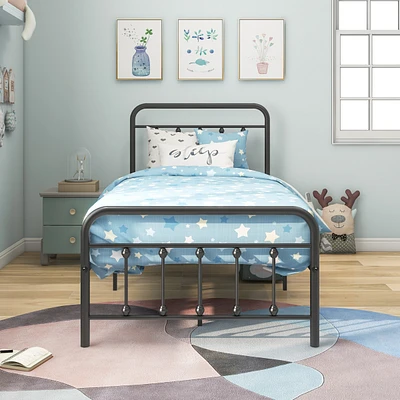 Metal Platform Bed Frame With Headboard No Box Spring Needed Twin