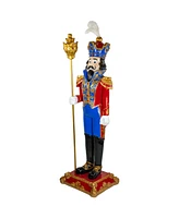 Northlight White and Gold Standing Christmas Nutcracker Soldier Holding a Sceptor 6.5 ft