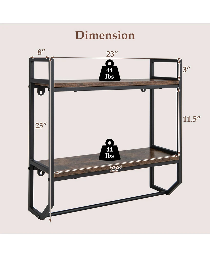 Over the Toilet Shelf Wall Mounted with Metal Frame for Bathroom