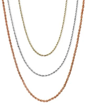 18 22 Diamond Cut Rope Chain Necklace 2 1 2mm In 14k Gold White Gold Or Rose Gold