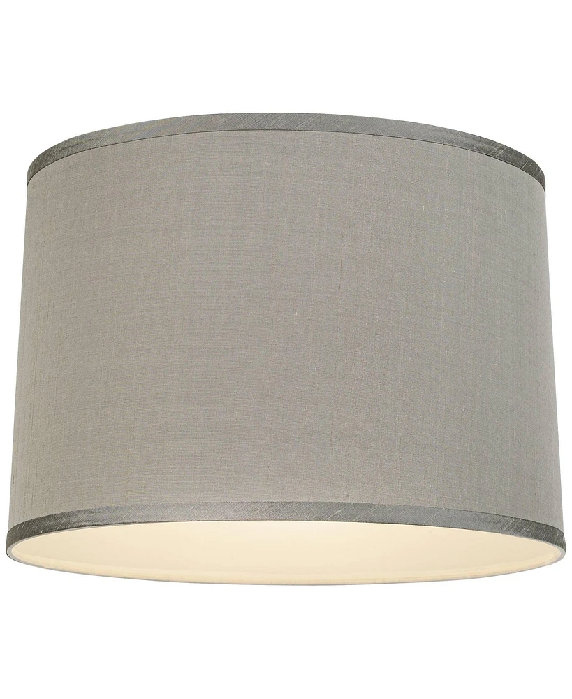 Platinum Gray Dupioni Medium Lamp Shade 15" Top x 16" Bottom x 11" High (Spider) Replacement with Harp and Finial - Spring crest