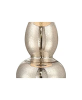 360 Lighting Modern Glam Luxury Double Gourd-Shaped Table Lamp 30.5" Tall Gold Silver Mercury Glass Natural Linen Drum Shade Decor for Living Room Bed