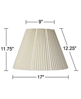 Eggshell Pleated Large Empire Lamp Shade 9" Top x 17" Bottom x 11.75" High x 12.25" Slant (Spider) Replacement with Harp and Finial - Springcrest