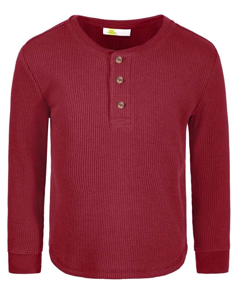 Epic Threads Toddler Boys 2T-4T Solid-Color Thermal Henley Shirt, Created for Macy's
