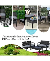 8PCS Patio Rattan Furniture Set Garden Deck