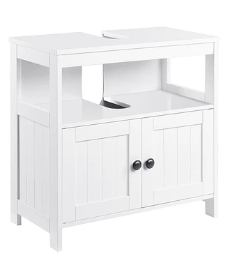 kleankin Bathroom Pedestal Under Sink Cabinet with Storage Shelves, Door,