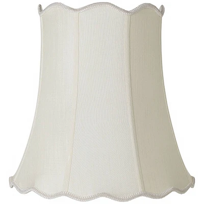 Creme Large Scallop Bell Lamp Shade 12" Top x 18" Bottom x 18" Slant x 17.5 High (Spider) Replacement with Harp and Finial - Springcrest