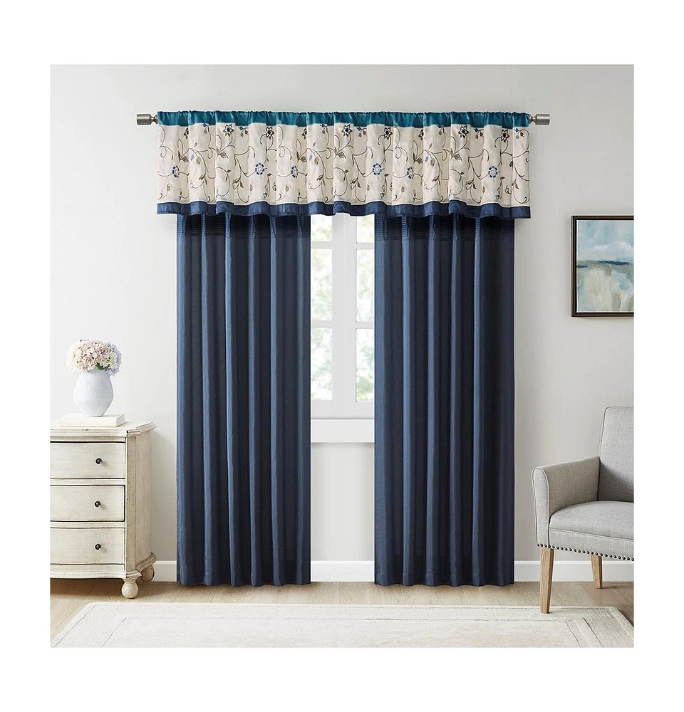 Embroidered floral embroidery Window Valance for Bedroom and kitchen, Lining and 3" rod pocket fits up to 1.25" diameter rod valances for wi