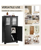 Bathroom Floor Storage Cabinet Kitchen Cupboard w/Doors&Adjustable Shelf