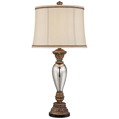 Barnes and Ivy Alsace 32 1/2" Tall Large Traditional End Table Lamp Gold Silver Mercury Glass Single Living Room Bedroom Bedside Nightstand House Offi