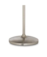 Possini Euro Design Modern Art Deco Floor Lamp Standing 63" Tall Brushed Steel Silver Metal Thin Column White Acrylic Petal Flower Shade Decor for Liv