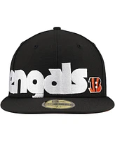 New Era Men's Black Cincinnati Bengals Checkered Undervisor 59FIFTY Fitted Hat