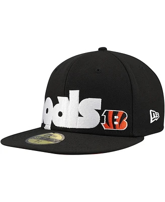 New Era Men's Black Cincinnati Bengals Checkered Undervisor 59FIFTY Fitted Hat