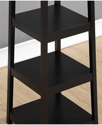 Coat Rack w/ 3-Tier Storage Shelves in Black Finish
