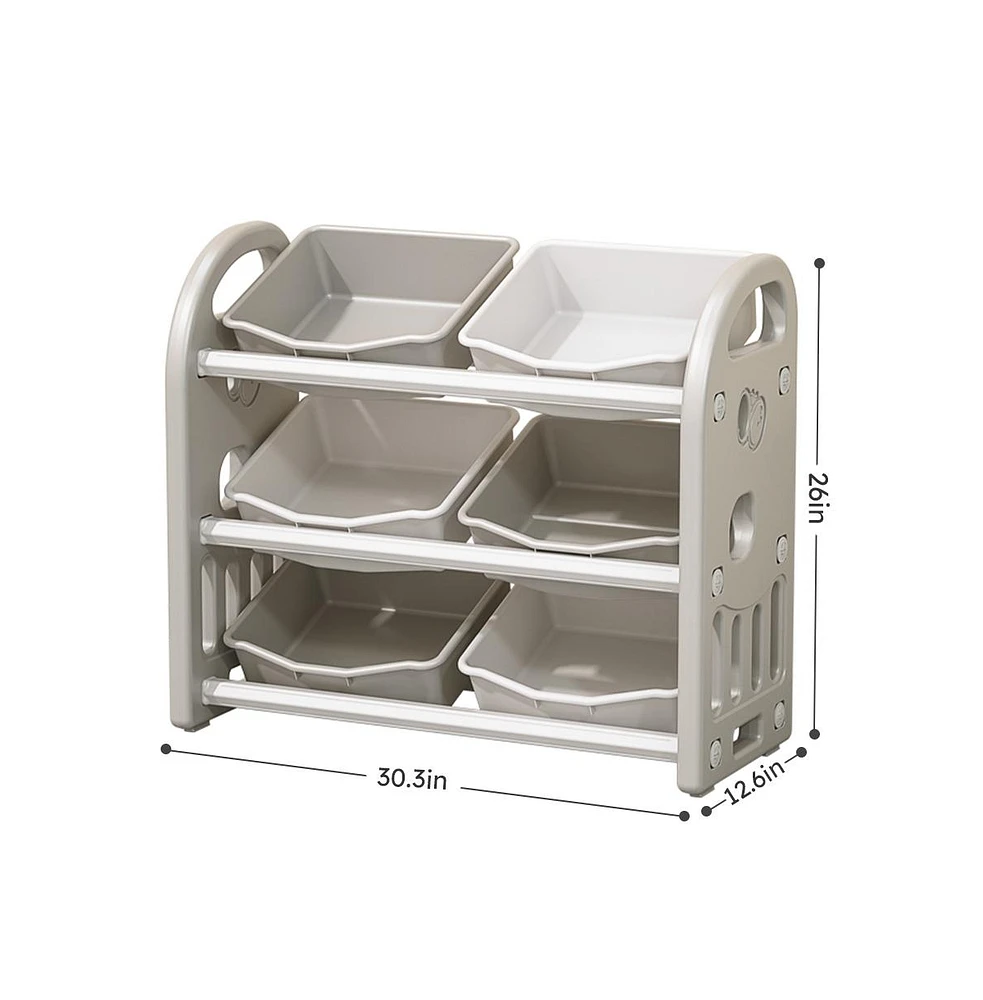Kids Toy Storage Organizer with 6 Bins, Multi-functional Children's Unit