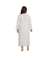 Lands' End Women's Plus Cozy Plush Long Wrap Robe