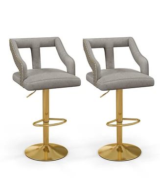 Set of 2 Swivel Bar Stool with Footrest