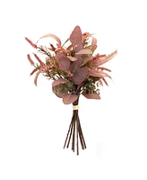 Slickblue Fall Burgandy Foliage And Thistle Bundle Bouquet (Set of 6)