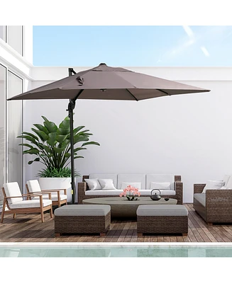 Spacious Cantilever Umbrella with Adjustable Shade, 8x8ft Canopy