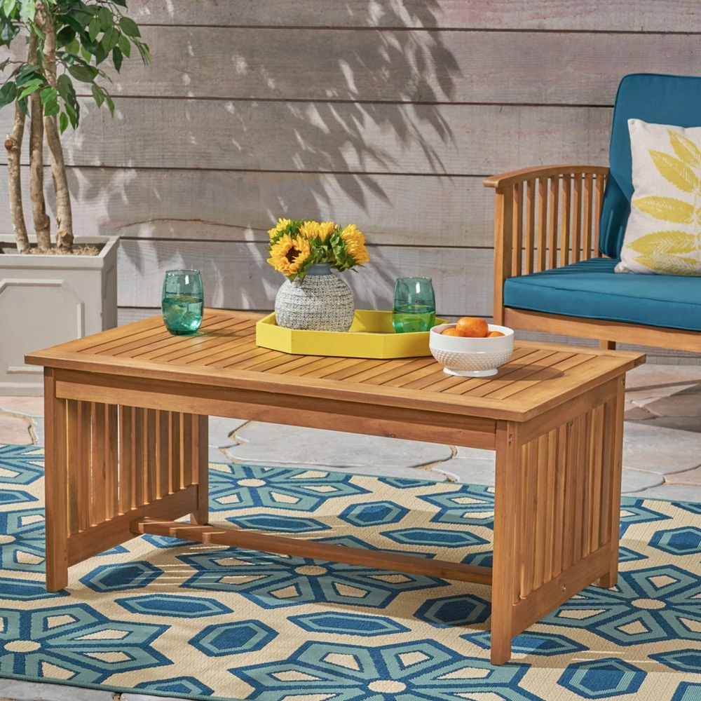 Simplie Fun Acacia Wood Coffee Table with Brown Patina Finish