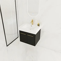 Modern Bathroom Vanity with Unique Resin Sink and Soft-Closing Hinges