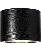 Reptile Print Medium Drum Lamp Shade with Silver Lining 15" Top x 15" Bottom x 11" Slant (Spider) Replacement with Harp and Finial - Springcrest